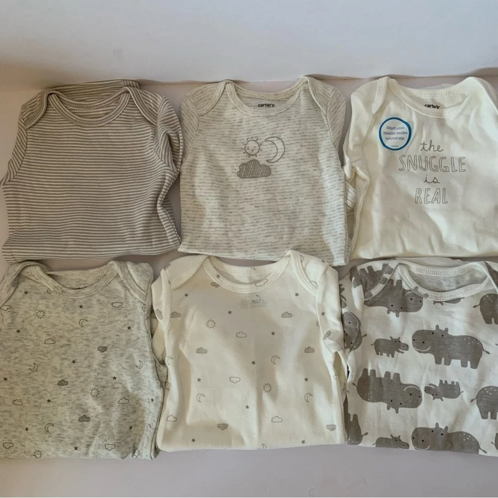 🌸NWT. CARTER’S Hippo, Sun, & Moon 6 Pack Bodysuits